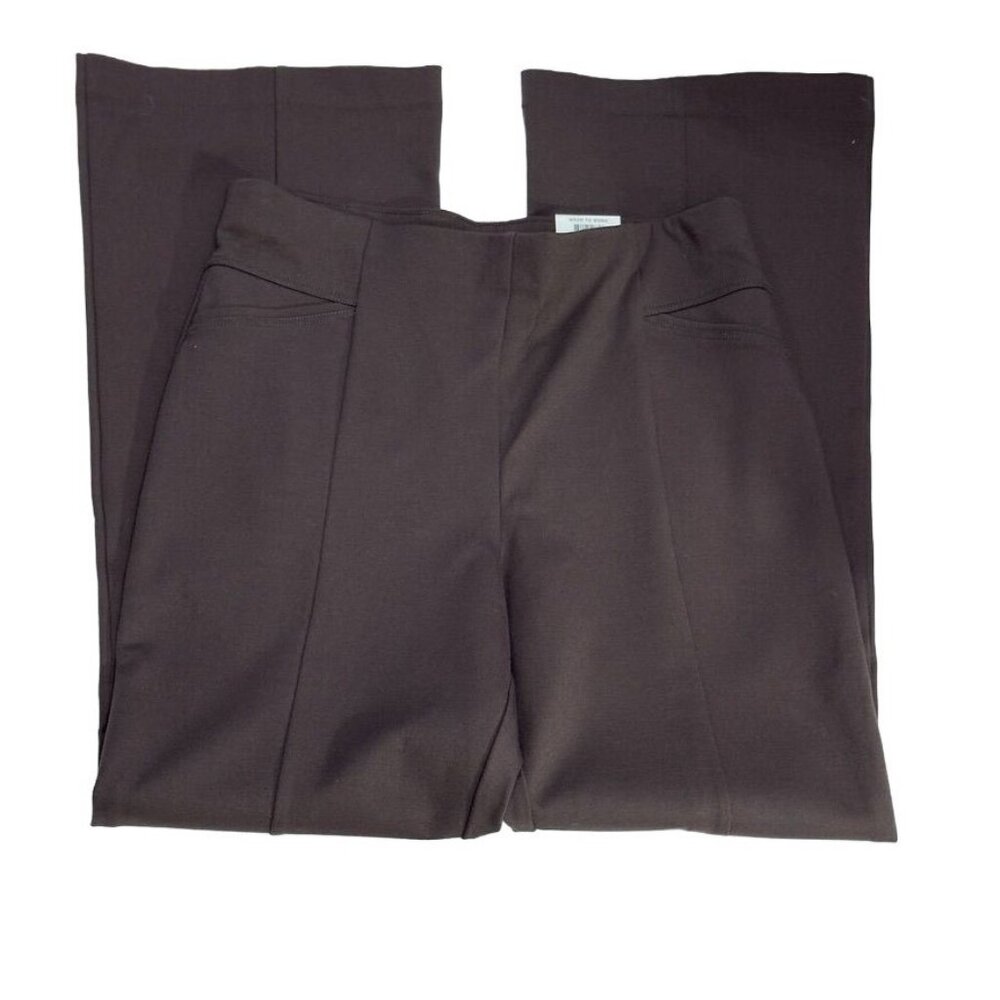 INC Women's Boot Leg Pants High Rise French Roast Rayon Blend Stretch Size 16